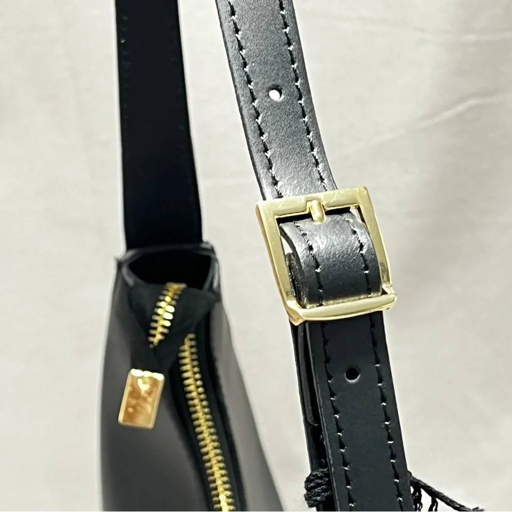 Viola‎ Castellani Black Leather Hobo Adjustable Strap Removable Crossbody Strap